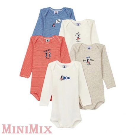 Petit Bateau A02PU 5 darabos hosszú ujjú body szett 95 cm 