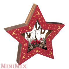 Szarvasos fa világító csillag piros