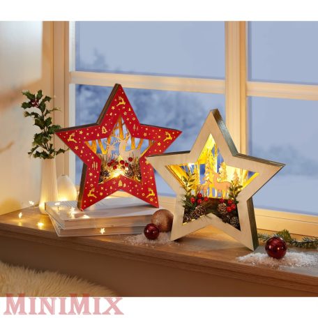 Szarvasos fa világító csillag piros