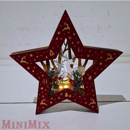 Szarvasos fa világító csillag piros