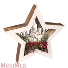 Szarvasos fa világító csillag natúr