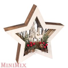 Szarvasos fa világító csillag natúr