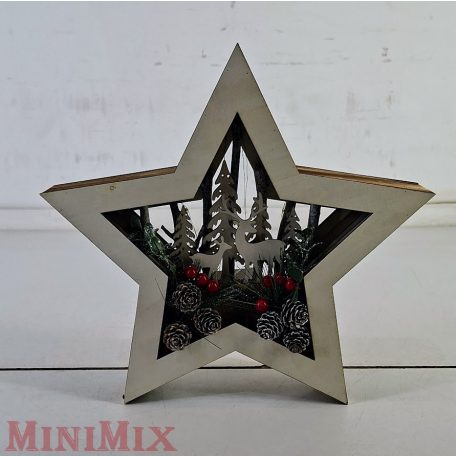 Szarvasos fa világító csillag natúr