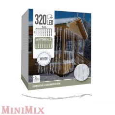 Fényfüggöny 320 LED-es programos adapterrel hideg fehér