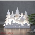 Karácsonyi jelenet fából készült szánhúzó Mikulás és Led város