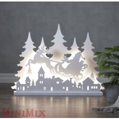   Karácsonyi jelenet fából készült szánhúzó Mikulás és Led város