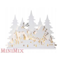   Karácsonyi jelenet fából készült szánhúzó Mikulás és Led város